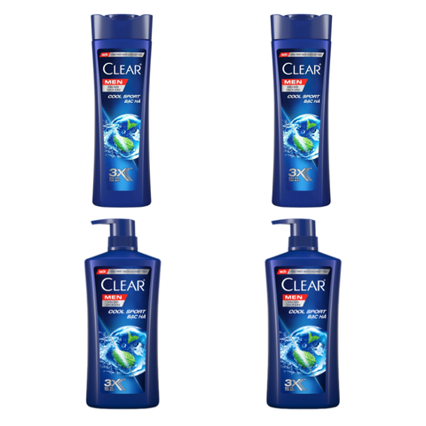 Dầu gội Clear Men Cool Sport bạc hà mát lạnh 170G/ 340G/ 630G/ 900G