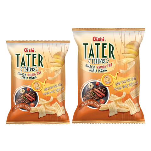 Oishi snack khoai tây siêu mỏng tater thins vị Bò Beefsteak 32G/68G