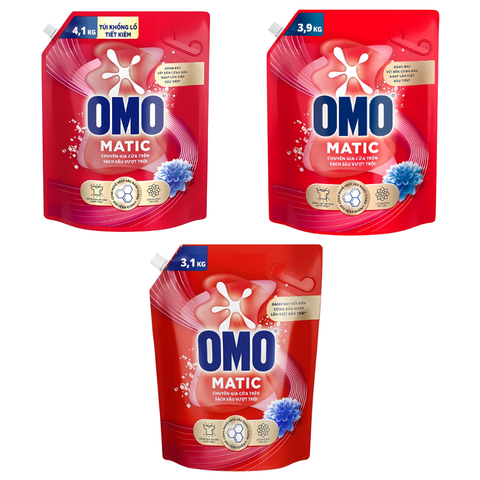 Nước giặt OMO Matic cửa trên sạch sâu vượt trội túi 3.1KG/ 3.9KG/ 4.1KG