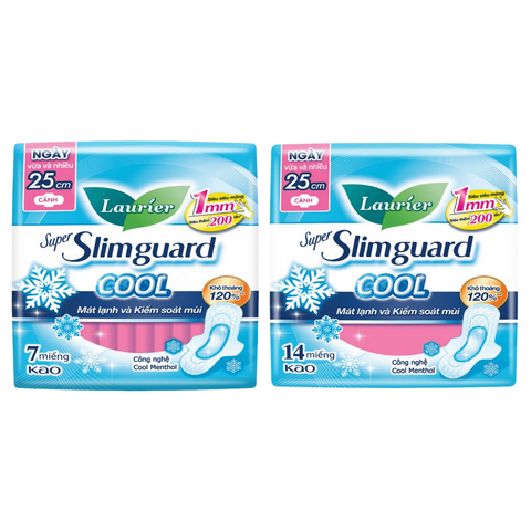 Băng Vệ Sinh Laurier Siêu Mỏng Mát Lạnh 25cm 7M Super Slimguard Cool 25cm