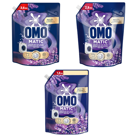 Nước giặt OMO Matic cửa trước hương oải hương thư thái túi 1.8KG/ 2.8KG/ 3.6KG