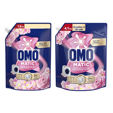 Nước giặt OMO Matic cửa trước ngăn mùi ẩm mốc túi 1.8KG/ 4.1KG