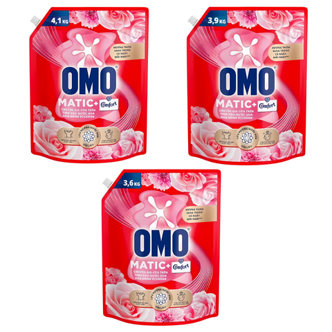 Nước giặt OMO Matic Comfort cửa trên hương hoa hồng Ecuador túi 3.6KG/ 3.9KG/ 4.1KG