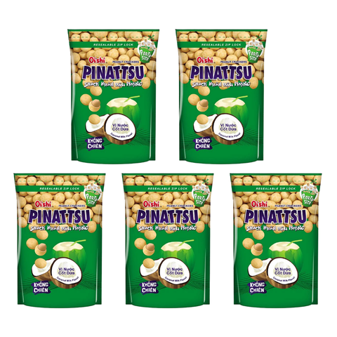 Snack nhân đậu phộng vị nước cốt dừa Pinattsu Oishi gói 6G/13G/38G/85G/100G