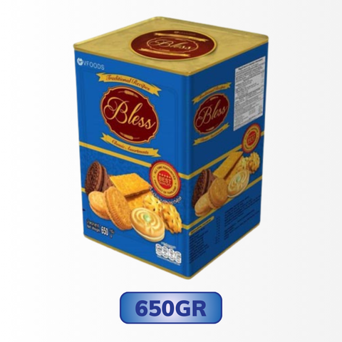 Bánh quy hộp thiếc BLESS màu xanh dương