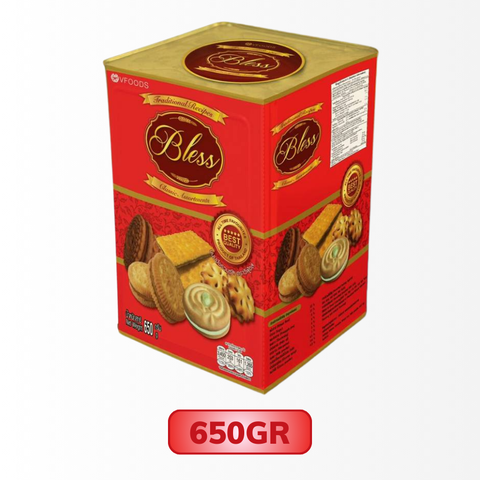 Bánh quy hộp thiếc BLESS màu đỏ hồng