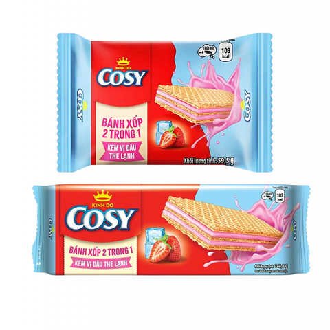 Bánh xốp 2 trong 1 Cosy Kem Vị Dâu The Lạnh