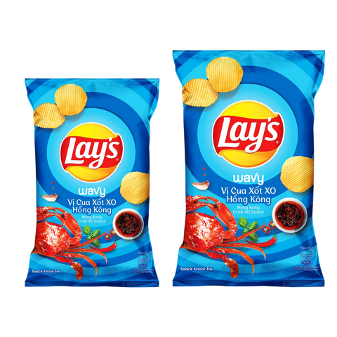 Snack Lay's Wavy Khoai Tây Vị Cua Xốt XO Hồng Kông 32G/90G