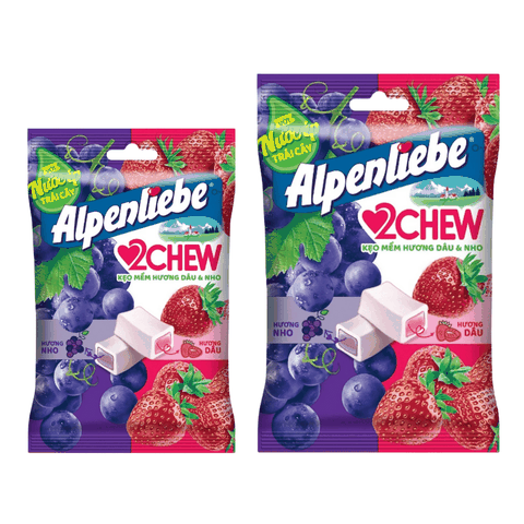 Kẹo mềm Alpenliebe mix 2 loại hương nho và dâu - 3 thỏi