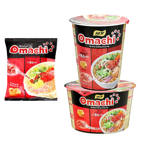 Mì khoai tây Omachi xốt bò hầm Gói 80G/ Hộp 70G/ 92G