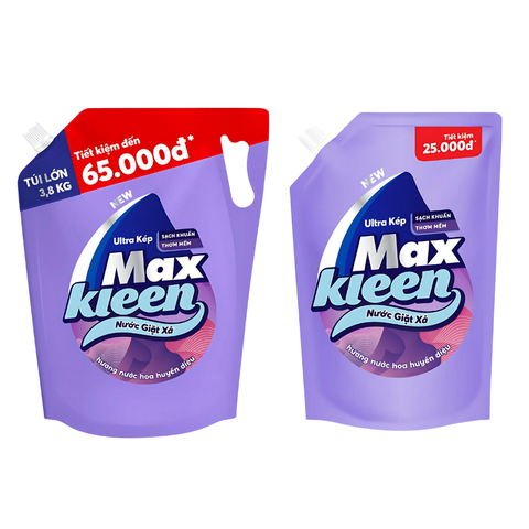 Nước giặt xả MaxKleen hương nước hoa huyền diệu túi 2.4KG/ 3.8KG