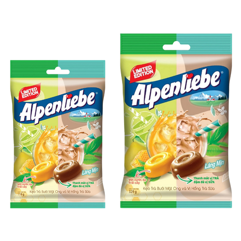 Kẹo Alpenliebe Mix 2 vị Hồng Trà Sữa và Trà BƯới Mật Ong  - 3 thỏi