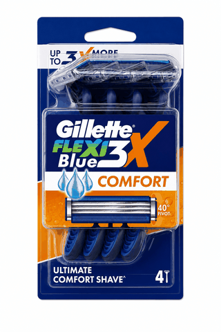 Gillette Flexi Blue 3X Comfort Disposable Razor Pack of 4