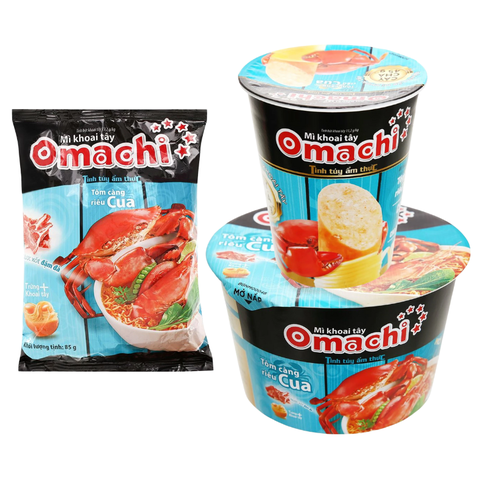 Mì khoai tây Omachi vị tôm càng riêu cua Gói 85G/ Hộp 98G/ 107G