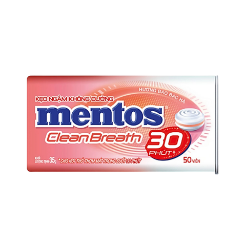 Kẹo Ngậm Không Đường Mentos Clean Breath Hương Đào Bạc Hà Hộp