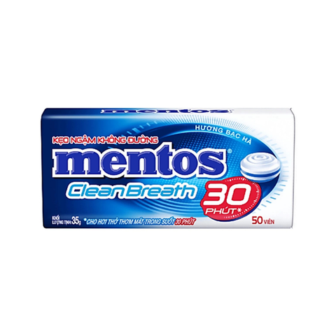Kẹo Ngậm Không Đường Mentos Clean Breath Hương Bạc Hà Hộp