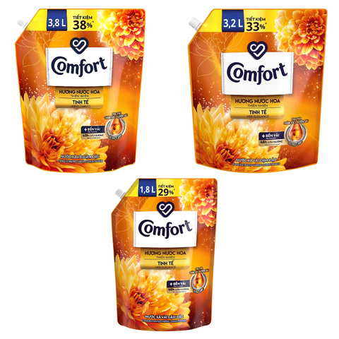 Nước xả vải Comfort đậm đặc hương nước hoa thiên nhiên tinh tế túi 1.8L/ 3.2L/ 3.8L