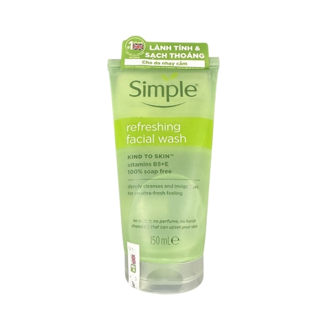 Sữa Rửa Mặt Simple Giúp Da Sạch Thoáng 150ml Kind To Skin Refreshing Facial Wash Gel