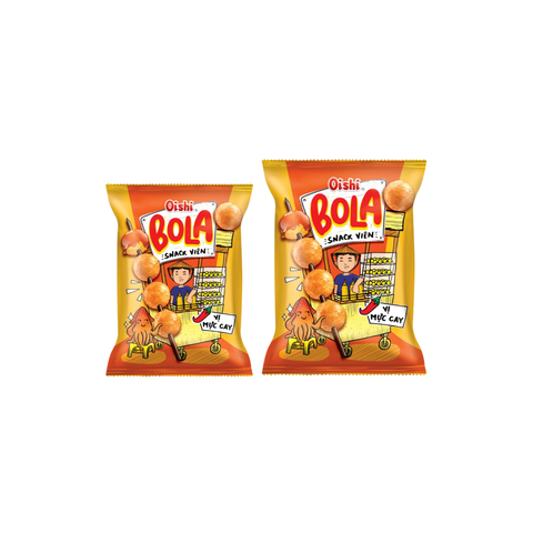 Bánh snack OISHI BOLA viên vị mực cay 32G/68G
