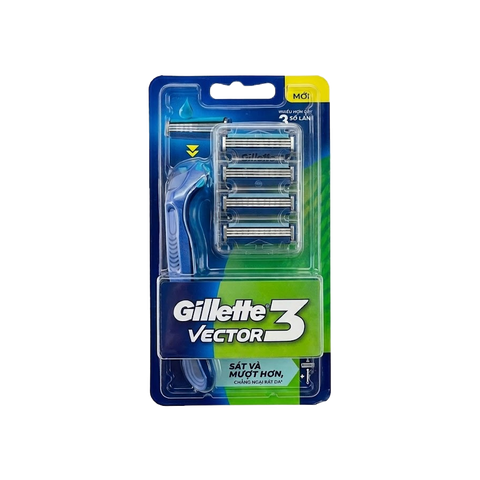 Gillette Vector 3 Razor Handle with 4 Replacement Cartridges