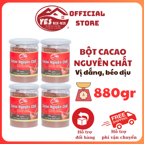 880G Bột Cacao Nguyên Chất Loại HẢO HẠNG - 4 Lon x 220g - Yeswinwin
