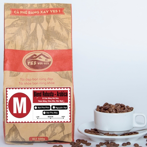 Cà phê Nguyên Chất Blend Robusta - Arabica rang mộc 100% đậm đà thơm nồng dùng pha phin hoặc pha máy ngon - Yeswinwin