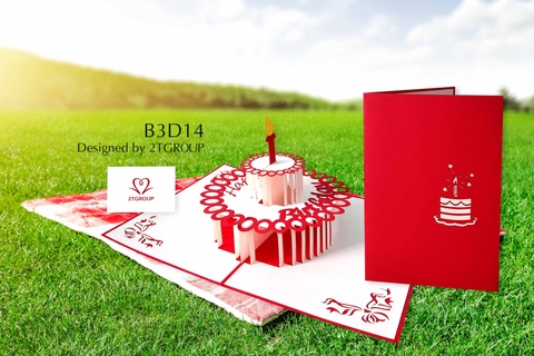 B3D14 - THIỆP 3D BÁNH KEM HPBD