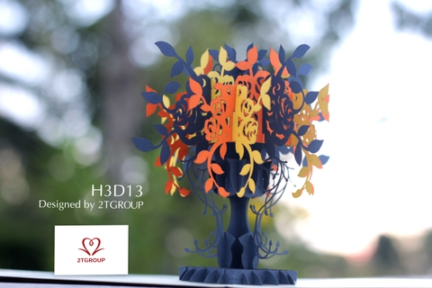 H3D13 - THIỆP 3D HOA CHÂN CAO