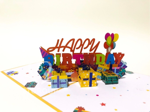 B3D17 - THIỆP 3D HAPPY BIRTHDAY VÀ HỘP QUÀ