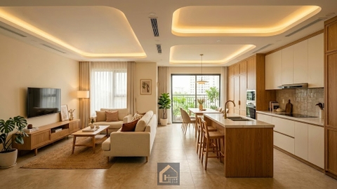 Bí Quyết Thiết Kế Thi Công Phòng Khách Bếp Japandi