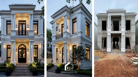 Nhà Phố 9x16 2 Tầng Phong Cách Tân Cổ Điển