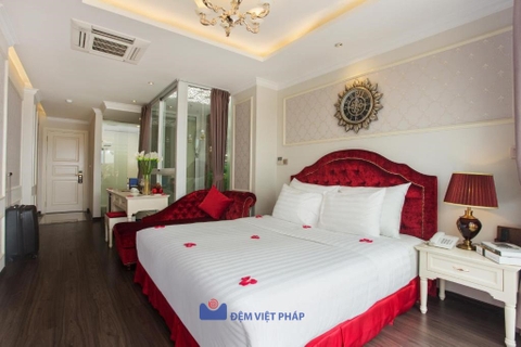 Bộ chăn ga gối kẻ sọc 50% cotton 50% poly T200 VP200K  Đệm Việt Pháp