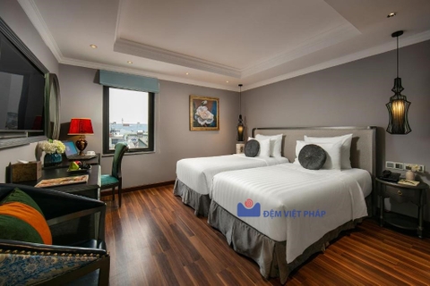 Bộ chăn ga gối kẻ sọc 100% cotton T300 VP300K Đệm Việt Pháp