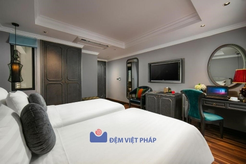 Bộ chăn ga gối kẻ sọc 100% cotton T300 VP300K Đệm Việt Pháp