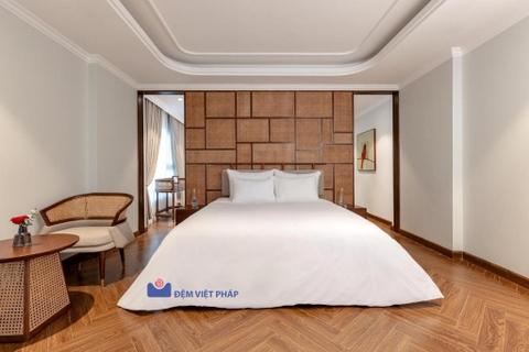 Bộ chăn ga gối trắng trơn 80% cotton 20% poly T300 VP300T Đệm Việt Pháp