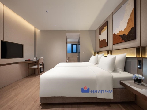 Bộ chăn ga gối trắng trơn 80% cotton 20% poly T300 VP300T Đệm Việt Pháp