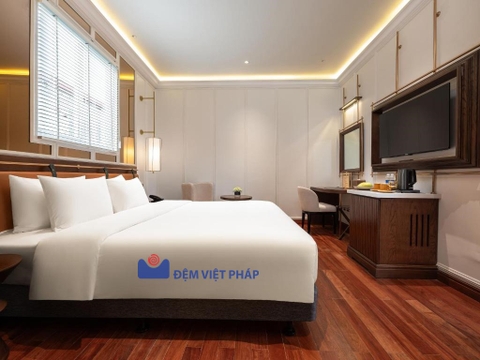 Bộ chăn ga gối trắng trơn 80% cotton 20% poly T300 VP300T Đệm Việt Pháp