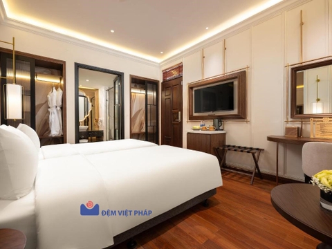 Bộ chăn ga gối trắng trơn 80% cotton 20% poly T300 VP300T Đệm Việt Pháp