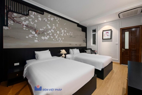 Bộ chăn ga gối kẻ sọc 65% cotton 35% polyester T250 VP250K  Đệm Việt Pháp