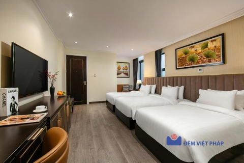 Bộ chăn ga gối kẻ sọc 75% cotton 25% poly T250 VP250 Đệm Việt Pháp