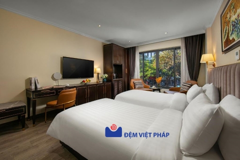 Bộ chăn ga gối kẻ sọc 75% cotton 25% poly T250 VP250 Đệm Việt Pháp