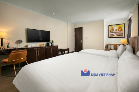 Bộ chăn ga gối kẻ sọc 75% cotton 25% poly T250 VP250 Đệm Việt Pháp