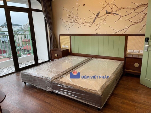 Divan kệ giường gỗ 30cm vải Valize DV01 Đệm Việt Pháp