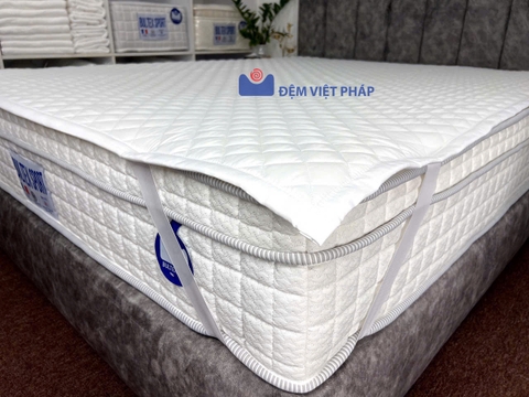 Tấm bảo vệ nệm chống thấm TC trắng 70% cotton 30% polyester BVD01 Đệm Việt Pháp