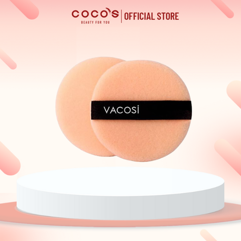 Bông Phấn Khô Vacosi Small Round Puff Tròn (2 miếng) - BP01