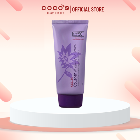 Chống Nắng Cellio Collagen Whitening Sun Cream SPF50+/PA+++ TÍM