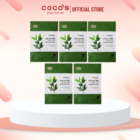 Combo 5 Mặt Nạ Giấy Chiết Xuất Tràm Trà Dành Cho Da Mụn BNBG Vita Tea Tree Healing Facial Mask 30ml x 5