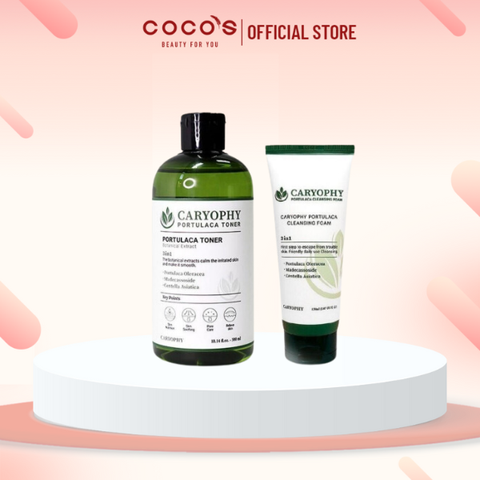 Combo 2 Sản Phẩm Giảm Và Ngăn Ngừa Mụn Caryophy Portulaca ( Sữa rửa mặt + Toner)
