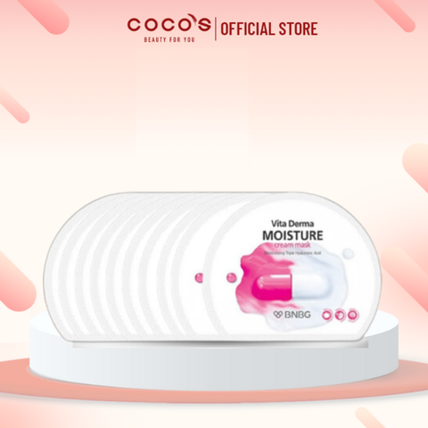Combo 10 Mặt Nạ Dạng Kem Dưỡng Da Ẩm Mịn, Giúp Da Trắng Hồng BNBG Vita Derma Cream Mask (30ml x 10) BNBG Moisture HỒNG