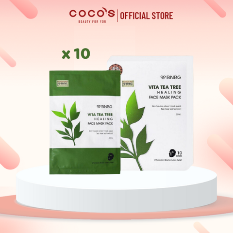 Combo 10 Mặt Nạ Giấy Chiết Xuất Tràm Trà Dành Cho Da Mụn BNBG Vita Tea Tree Healing Facial Mask (30mlx10) [BNBG TEATREE]